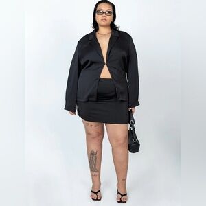 Princess Polly Curve Plus Size Skirt and Blazer Satin Eileen Set